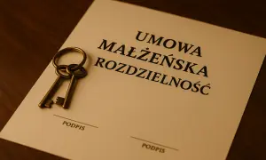 Para kluczy na dokumencie "Umowa małżeńska rozdzielność".