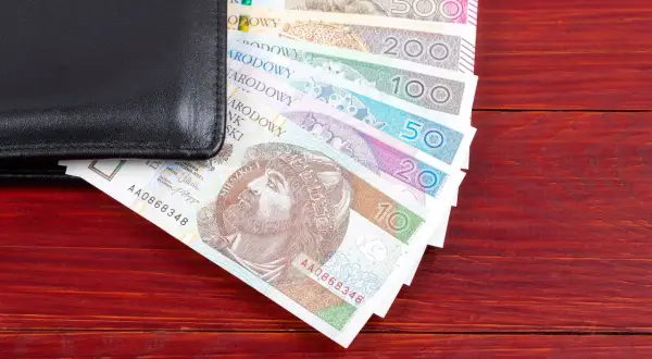 Czarny portfel z polskimi banknotami: 10, 20, 50, 100, 200, 500 zł. Pytanie, czy alimenty się przedawniają, nurtuje wielu.