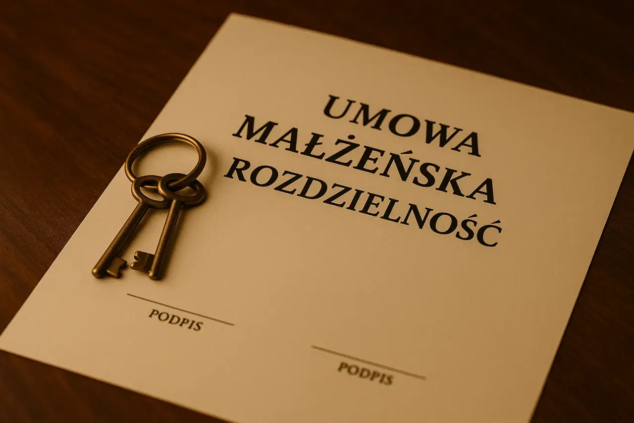 Para kluczy na dokumencie "Umowa małżeńska rozdzielność".