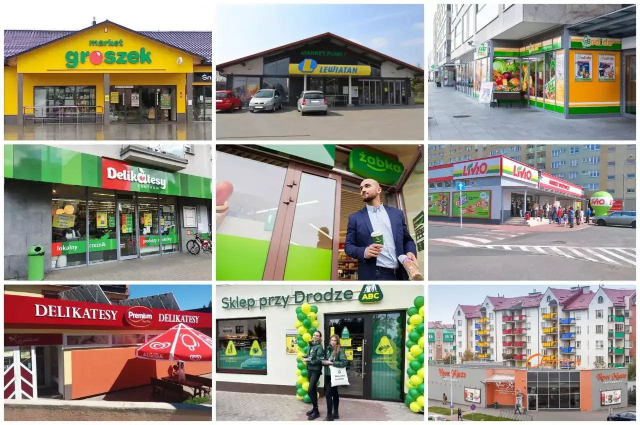 Sklepy spożywcze typu franczyza: Groszek, Lewiatan, Żabka, Delikatesy Centrum, Livio, ABC. To przykłady, co to franczyza w handlu.