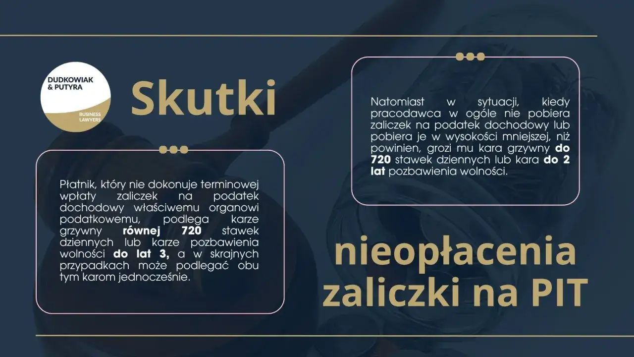 Płatnik, kto to? Nie terminowa wpłata zaliczek na podatek dochodowy grozi karą 720 stawek dziennych lub pozbawieniem wolności do lat 3.